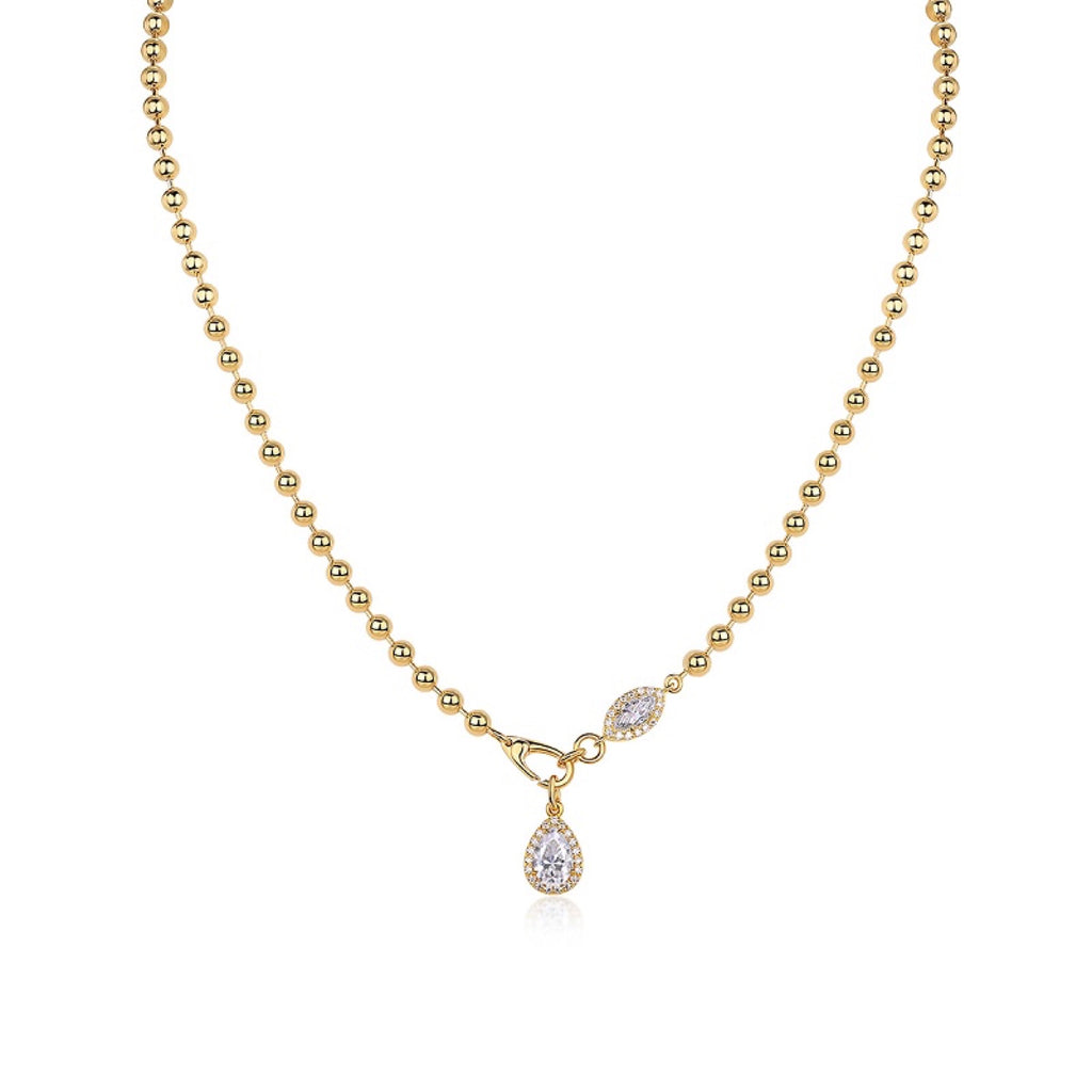 Twilight Moissanite Pear Pendant Necklace in Gold-Tone Sterling Silver
