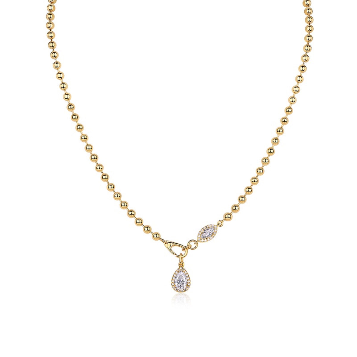 Twilight Moissanite Pear Pendant Necklace in Gold-Tone Sterling Silver