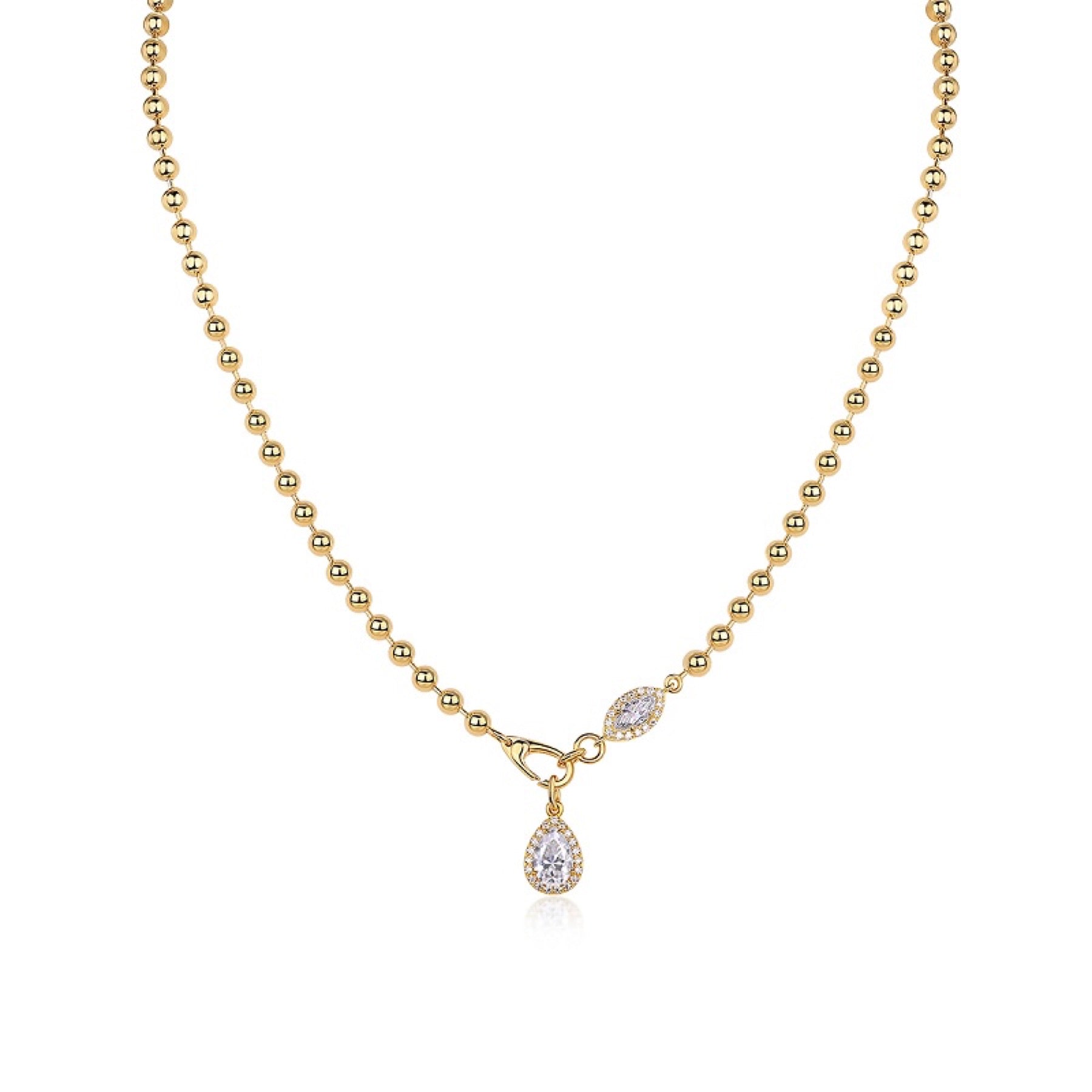Twilight Moissanite Pear Pendant Necklace in Gold-Tone Sterling Silver
