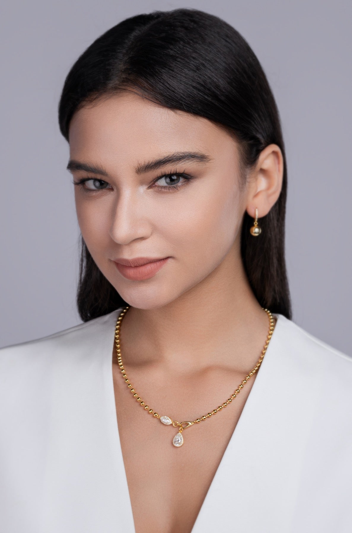 Twilight Moissanite Pear Pendant Necklace in Gold-Tone Sterling Silver