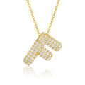 Initial F Moissanite Bubble Pendant Necklace in Gold-Tone Sterling Silver