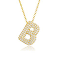 Initial B Moissanite Bubble Pendant Necklace in Gold-Tone Sterling Silver