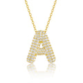Initial A Moissanite Bubble Pendant Necklace in Gold-Tone Sterling Silver