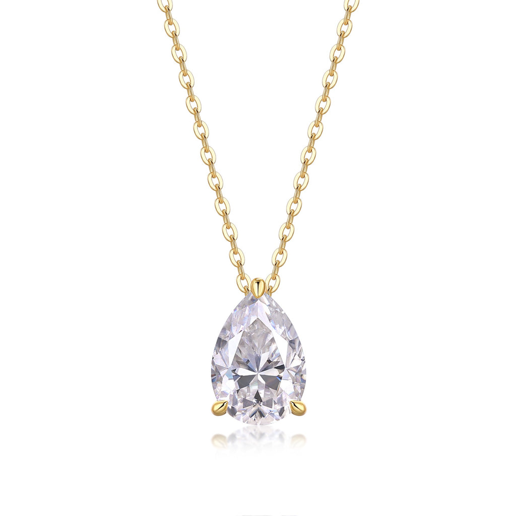 Moonrain Moissanite Pear Pendant Necklace in Sterling Silver