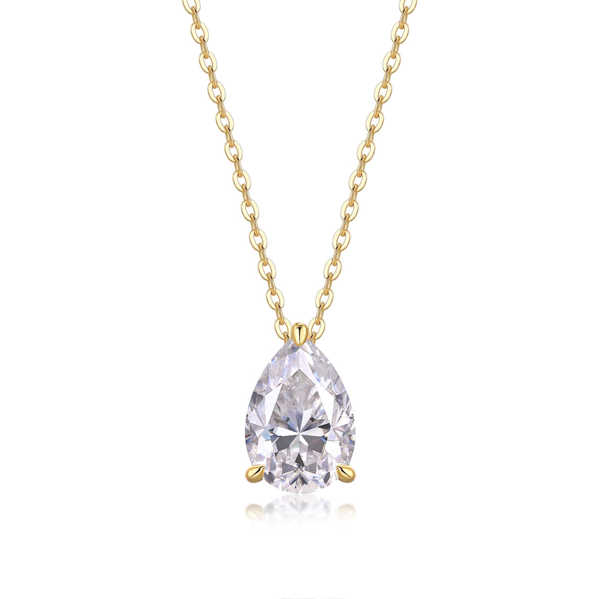 Moonrain Moissanite Pear Pendant Necklace in Sterling Silver
