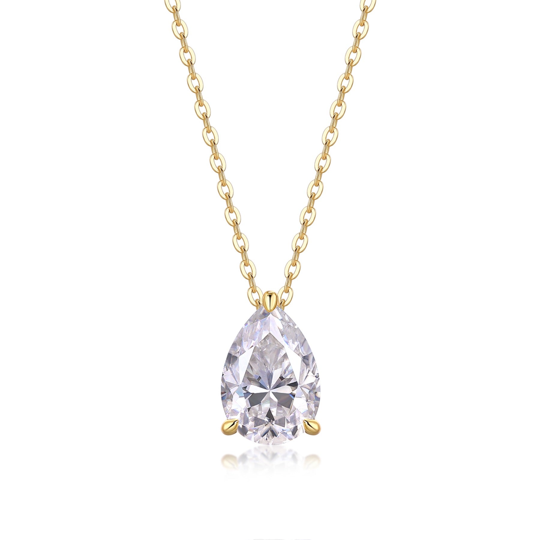 Moonrain Moissanite Pear Pendant Necklace in Sterling Silver