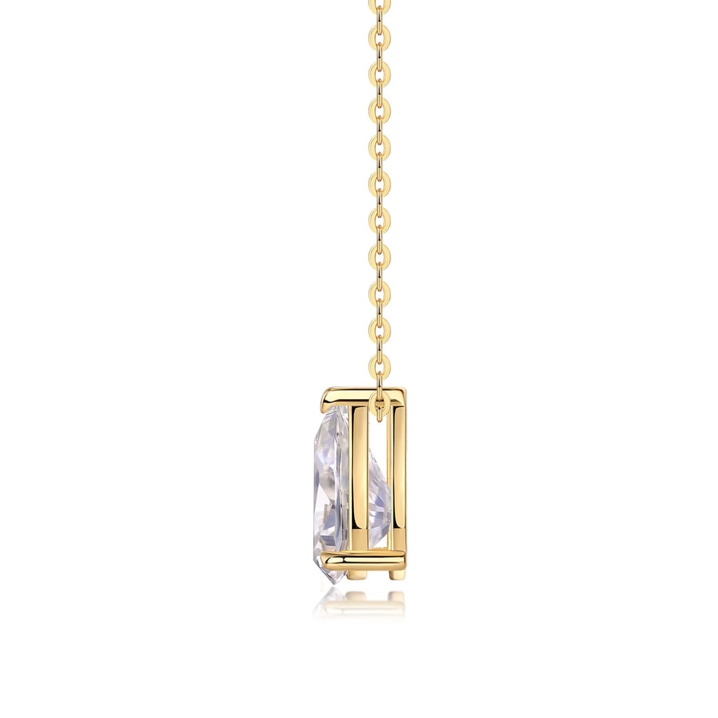 Moonrain Moissanite Pear Pendant Necklace in Sterling Silver