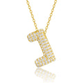 Initial J Moissanite Bubble Pendant Necklace in Gold-Tone Sterling Silver