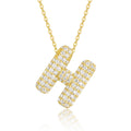 Initial H Moissanite Bubble Pendant Necklace in Gold-Tone Sterling Silver