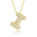 Initial I Moissanite Bubble Pendant Necklace in Gold-Tone Sterling Silver