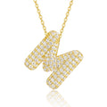 Initial M Moissanite Bubble Pendant Necklace in Gold-Tone Sterling Silver