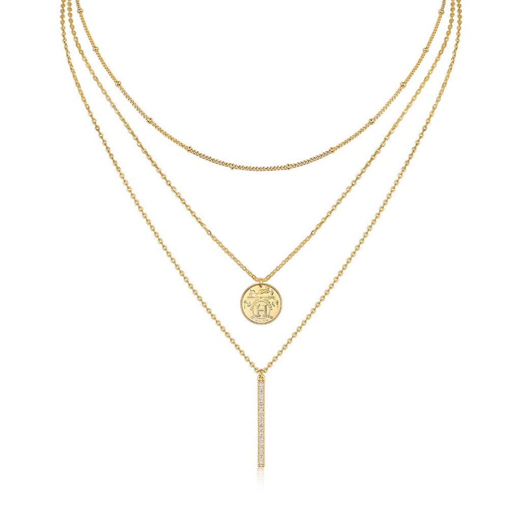 Ledger Moissanite Bar Pendant Necklace in Gold-Tone Sterling Silver