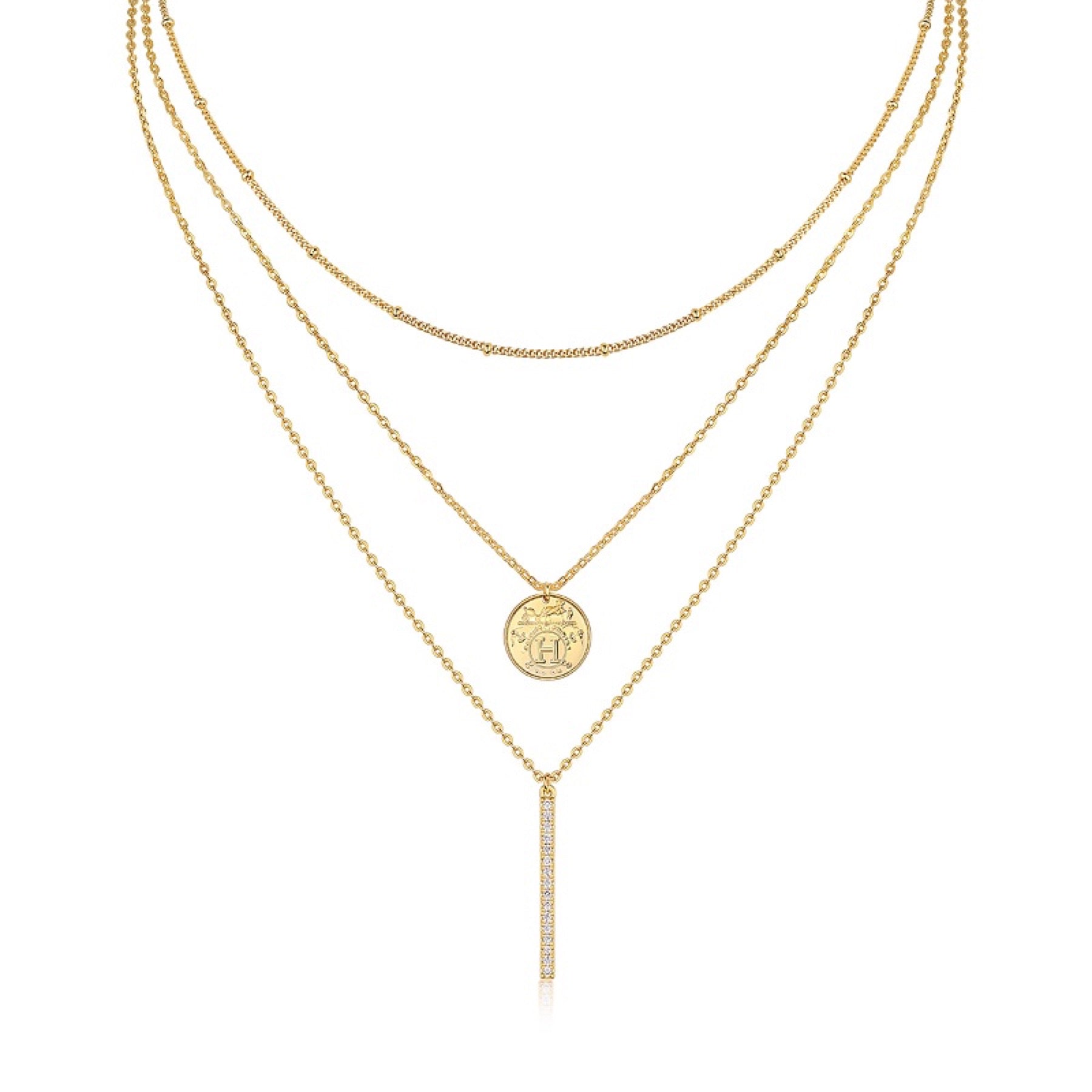 Ledger Moissanite Bar Pendant Necklace in Gold-Tone Sterling Silver
