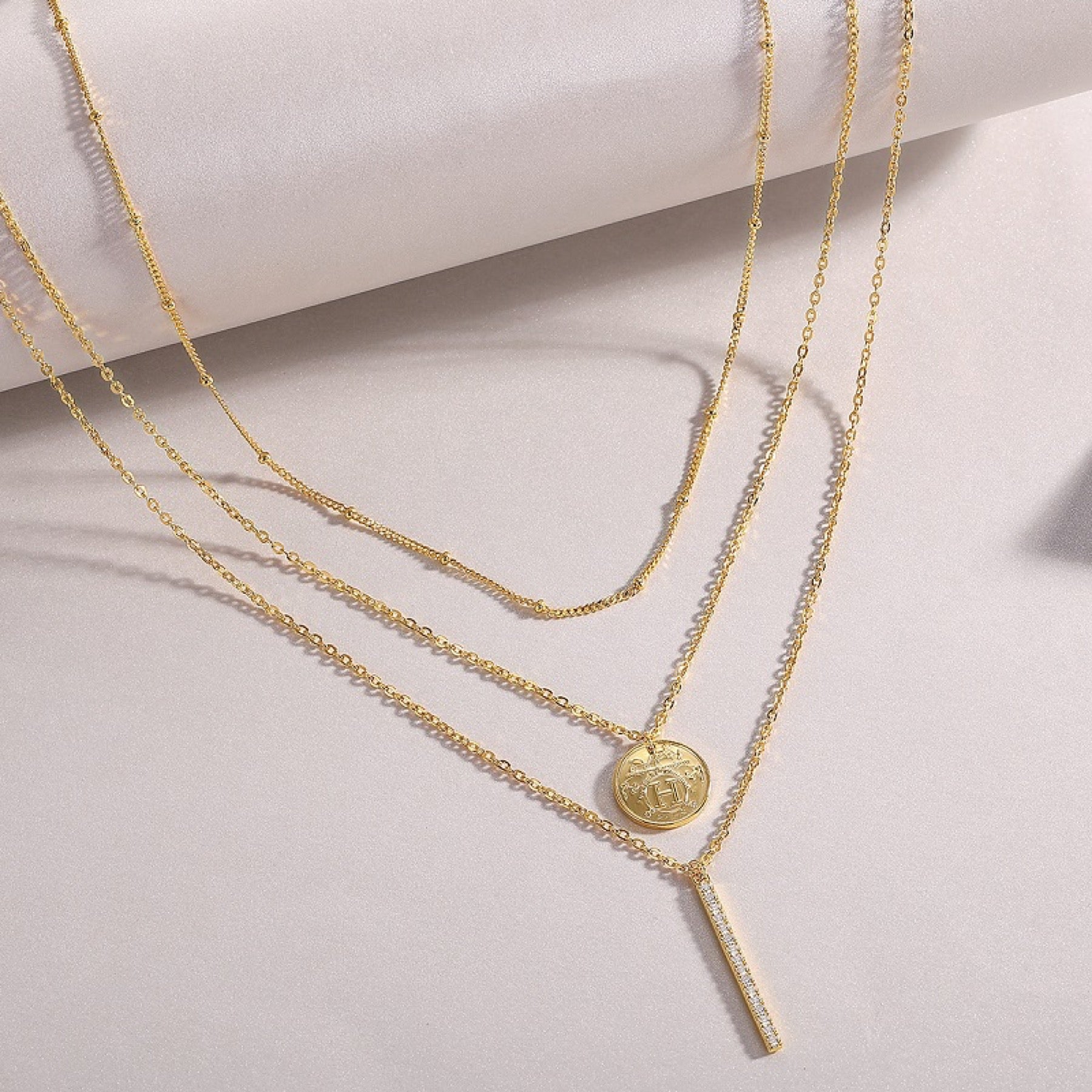 Ledger Moissanite Bar Pendant Necklace in Gold-Tone Sterling Silver