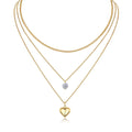 Amora 2 Carat Moissanite Layered Heart Necklace in Gold-Tone Sterling Silver