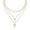Amora 2 Carat Moissanite Layered Heart Necklace in Gold-Tone Sterling Silver