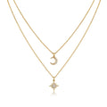 Nebula Moissanite Layered Celestial Necklace in Gold-Tone Sterling Silver