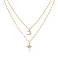 Nebula Moissanite Layered Celestial Necklace in Gold-Tone Sterling Silver