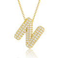 Initial N Moissanite Bubble Pendant Necklace in Gold-Tone Sterling Silver