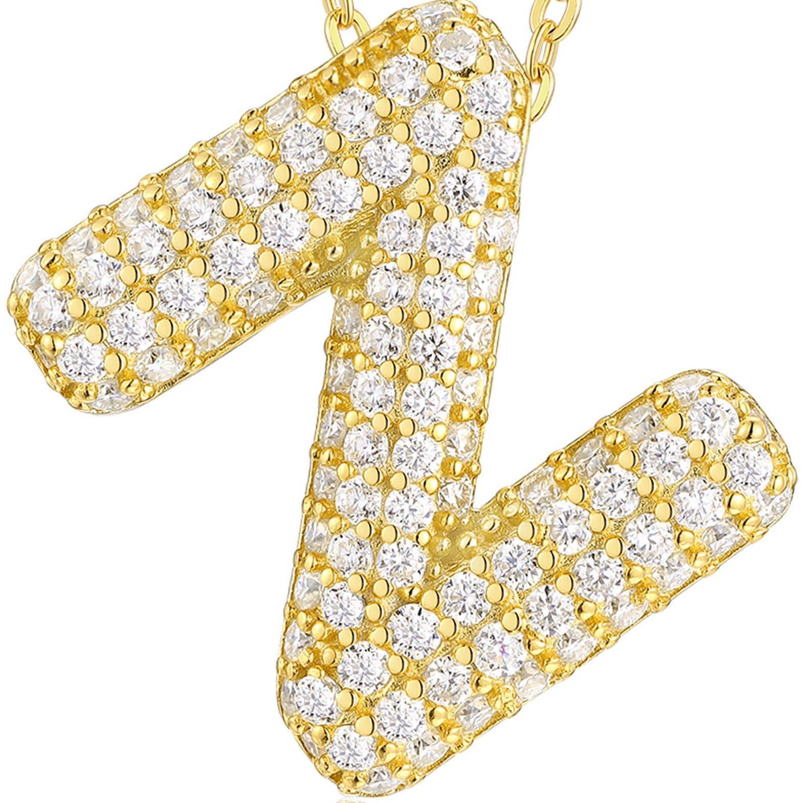 Initial Z Moissanite Bubble Pendant Necklace in Gold-Tone Sterling Silver — detail