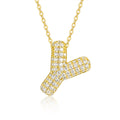 Initial Y Moissanite Bubble Pendant Necklace in Gold-Tone Sterling Silver