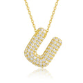 Initial U Moissanite Bubble Pendant Necklace in Gold-Tone Sterling Silver