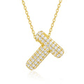 Initial T Moissanite Bubble Pendant Necklace in Gold-Tone Sterling Silver