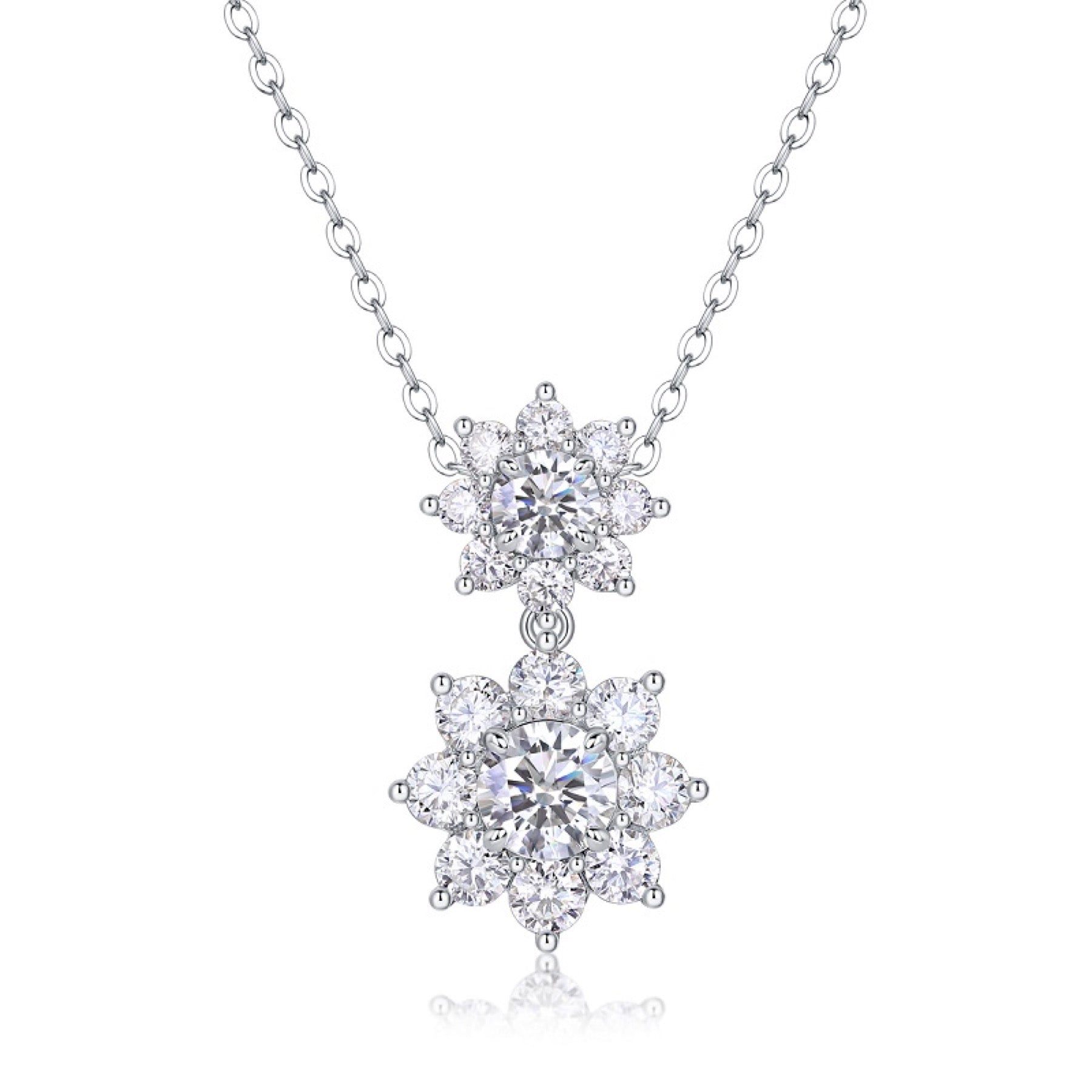 Sunbloom 1 Carat Moissanite Flower Pendant Necklace in Sterling Silver