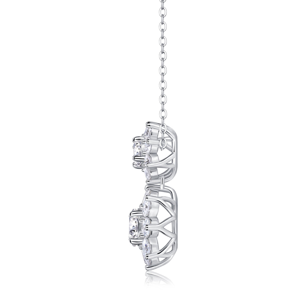 Sunbloom 1 Carat Moissanite Flower Pendant Necklace in Sterling Silver