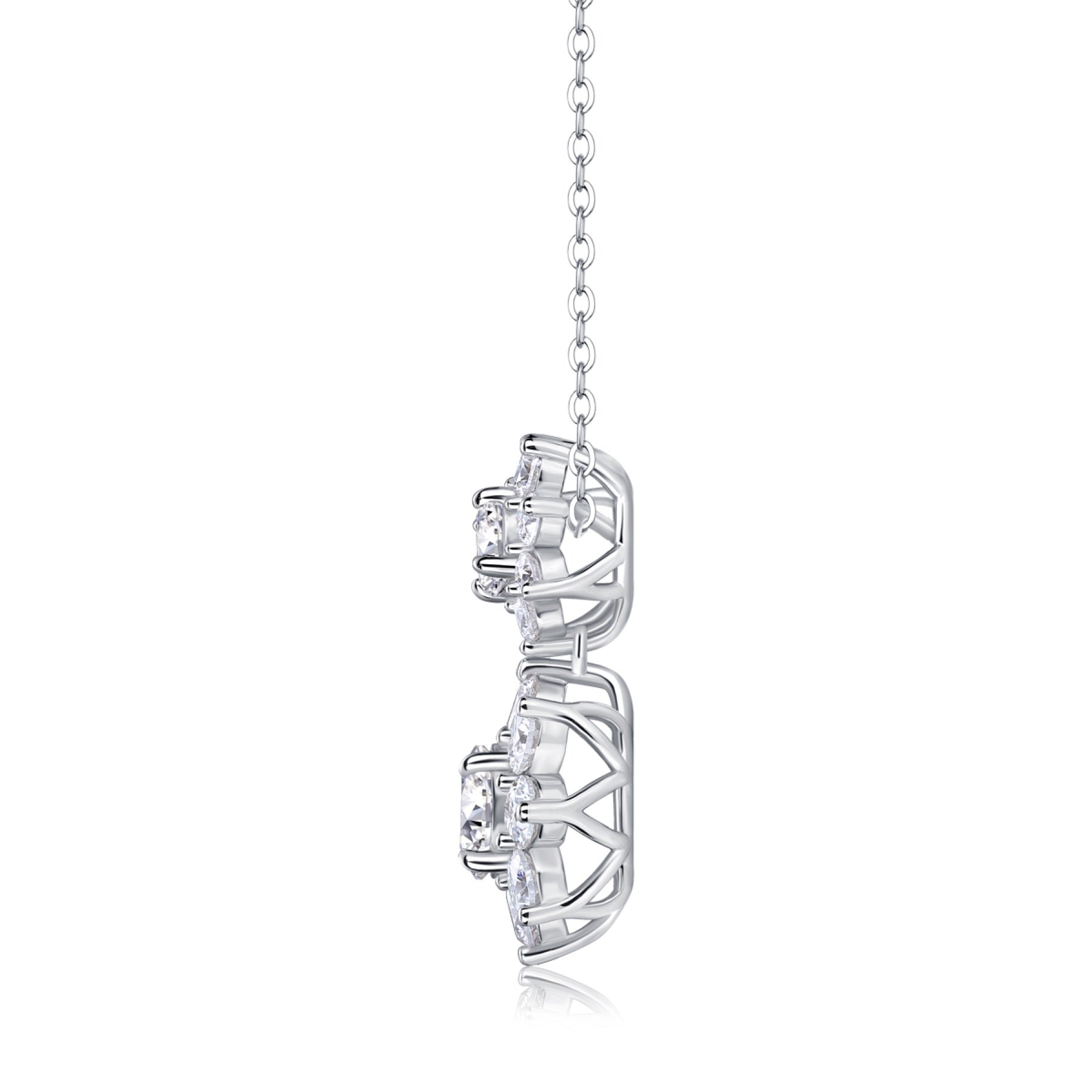 Sunbloom 1 Carat Moissanite Flower Pendant Necklace in Sterling Silver