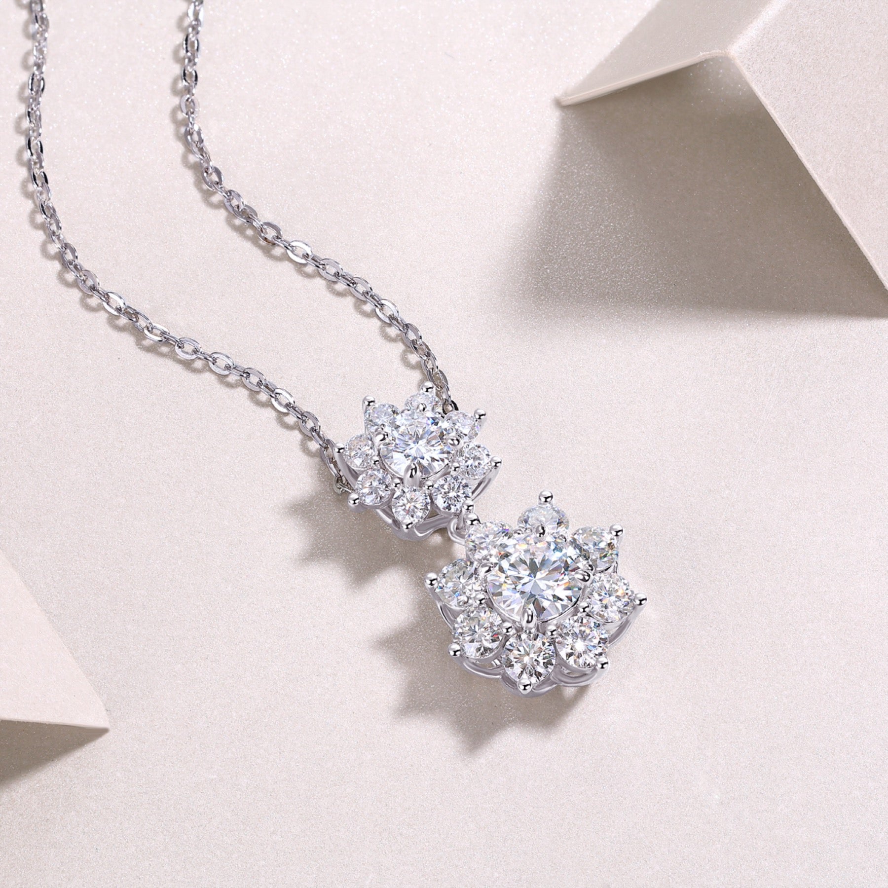Sunbloom 1 Carat Moissanite Flower Pendant Necklace in Sterling Silver