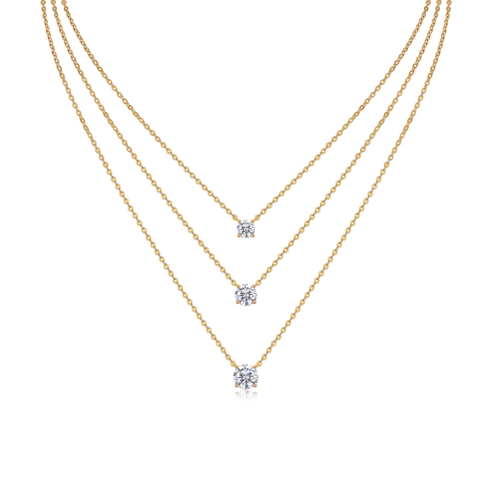 Frost Moissanite Layered Necklace in Gold-Tone Sterling Silver