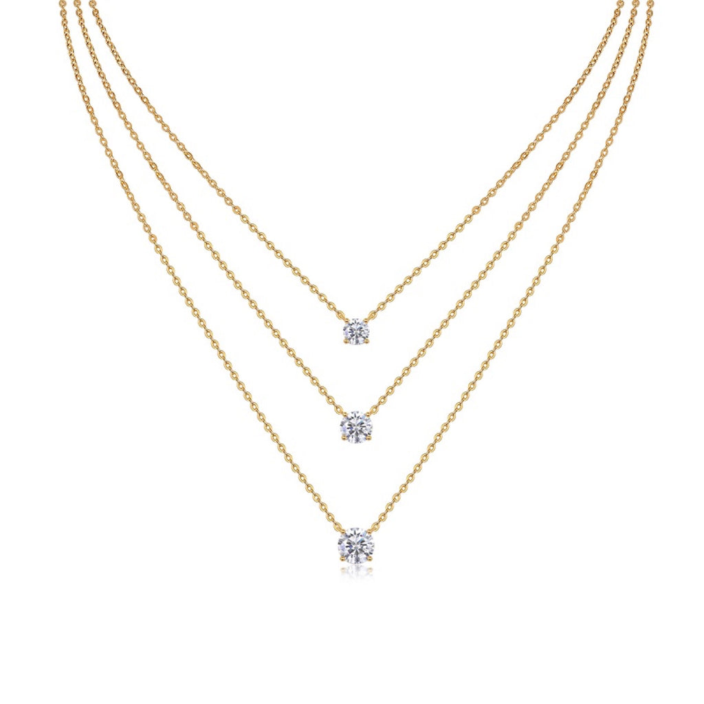 Frost Moissanite Layered Necklace in Gold-Tone Sterling Silver