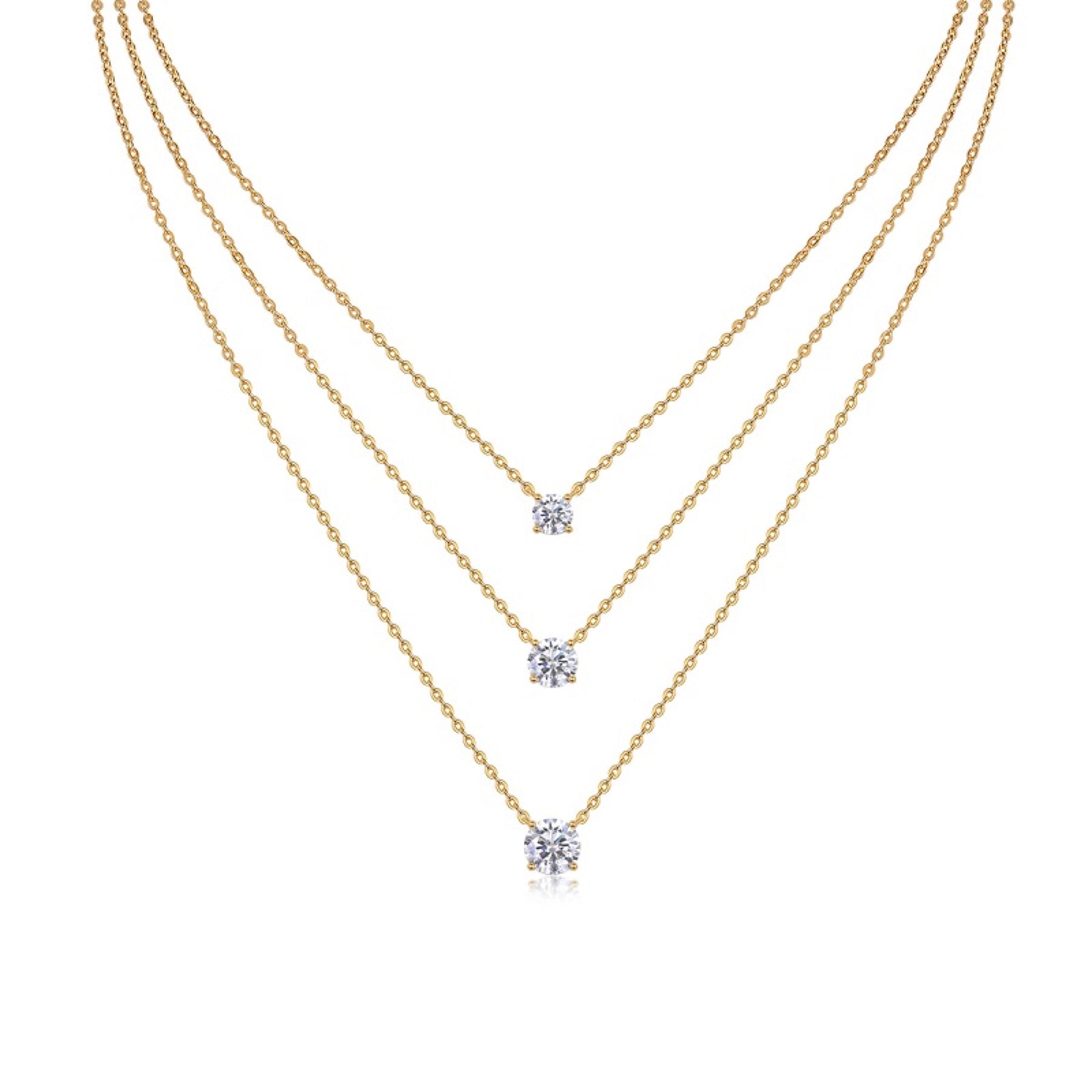 Frost Moissanite Layered Necklace in Gold-Tone Sterling Silver