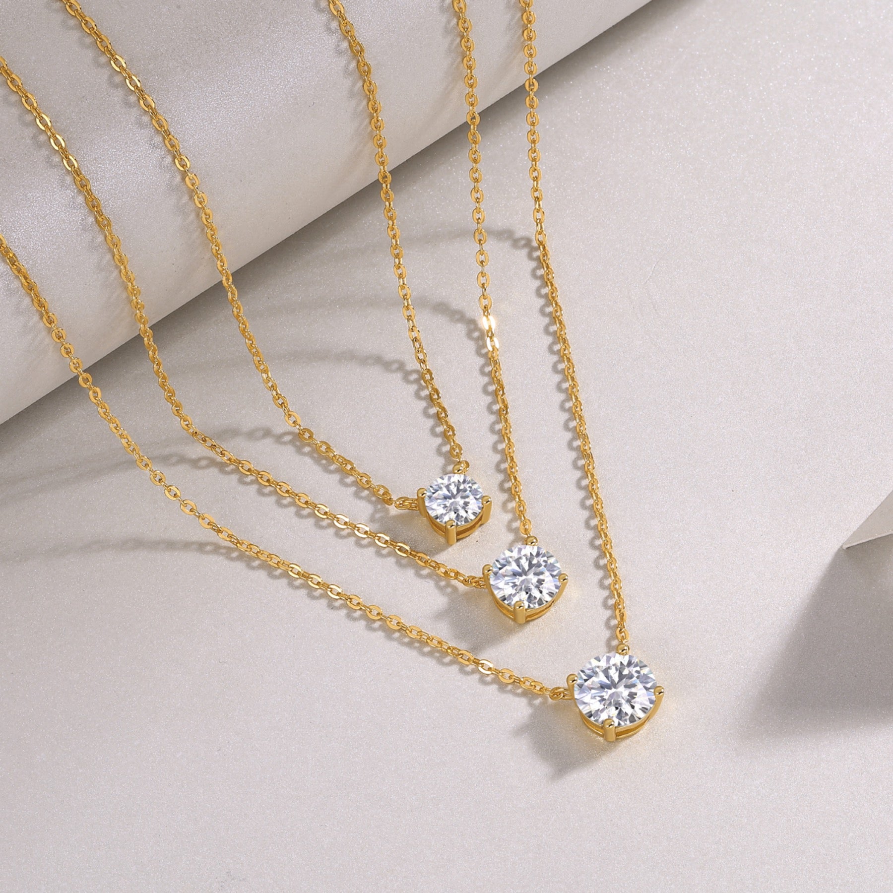 Frost Moissanite Layered Necklace in Gold-Tone Sterling Silver