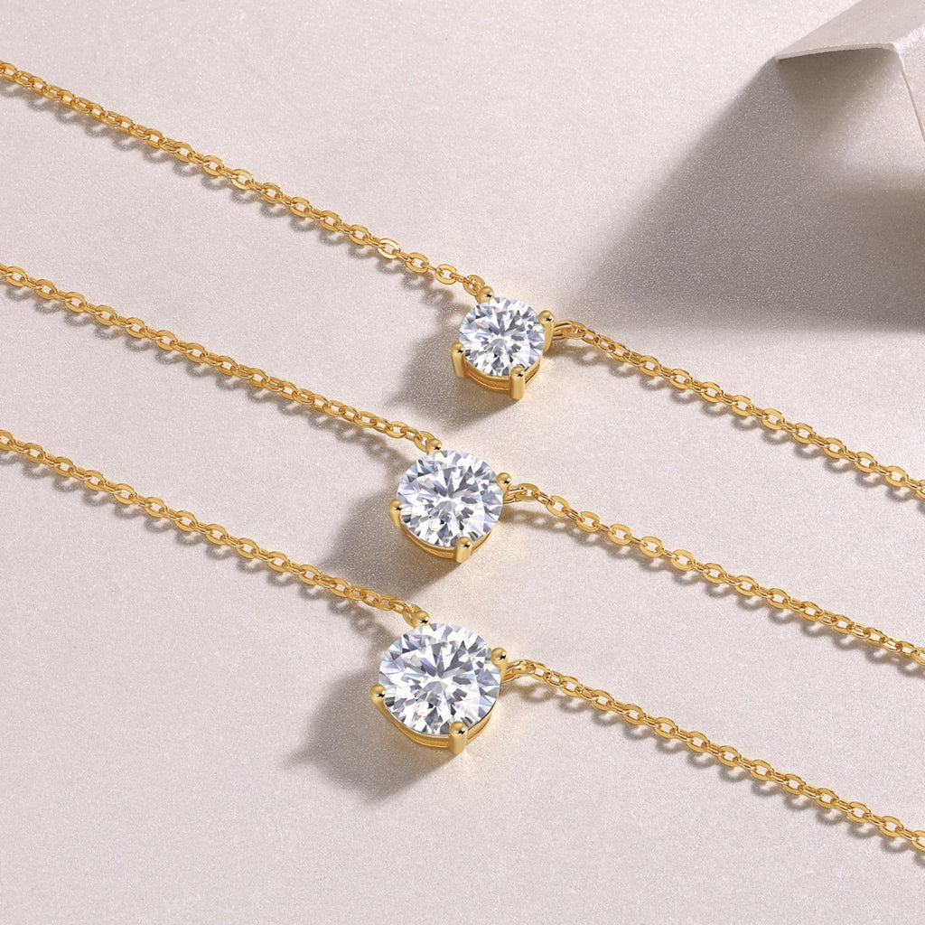 Frost Moissanite Layered Necklace in Gold-Tone Sterling Silver