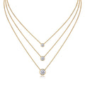Element 2 Carat Moissanite Triple Layered Necklace in Gold-Tone Sterling Silver