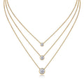 Element 2 Carat Moissanite Triple Layered Necklace in Gold-Tone Sterling Silver