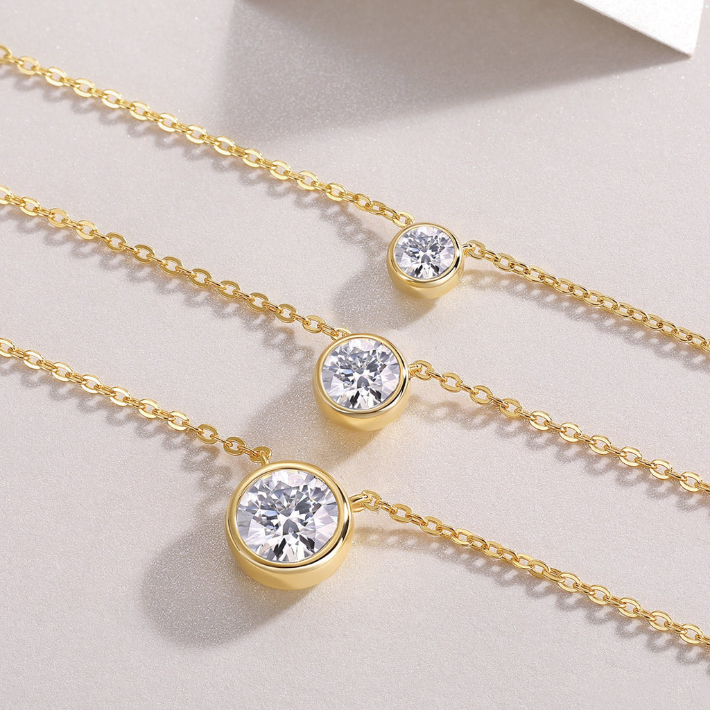 Element 2 Carat Moissanite Triple Layered Necklace in Gold-Tone Sterling Silver