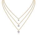 Frosting 2 Carat Moissanite Triple Layered Necklace in Gold-Tone Sterling Silver