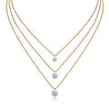 Frosting 2 Carat Moissanite Triple Layered Necklace in Gold-Tone Sterling Silver
