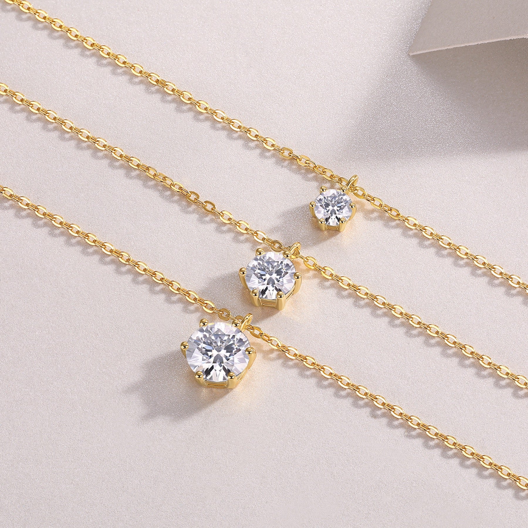 Frosting 2 Carat Moissanite Triple Layered Necklace in Gold-Tone Sterling Silver