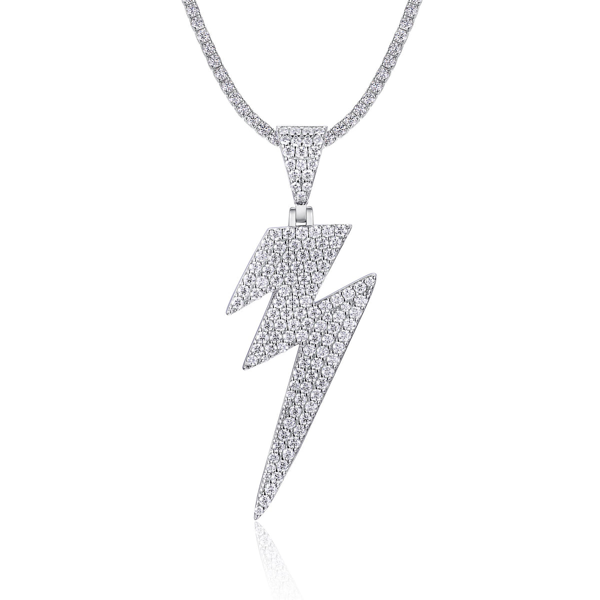 Thunder Moissanite Lightning Bolt Pendant in Sterling Silver