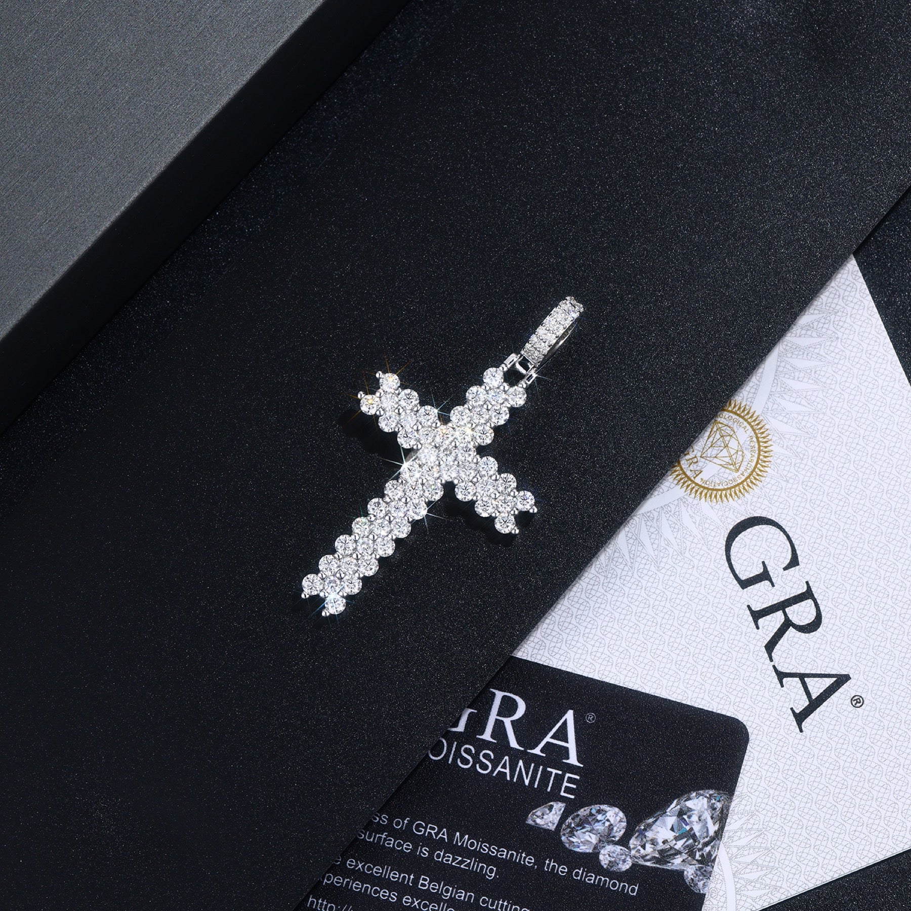 Sanctity Moissanite Cross Necklace in Sterling Silver