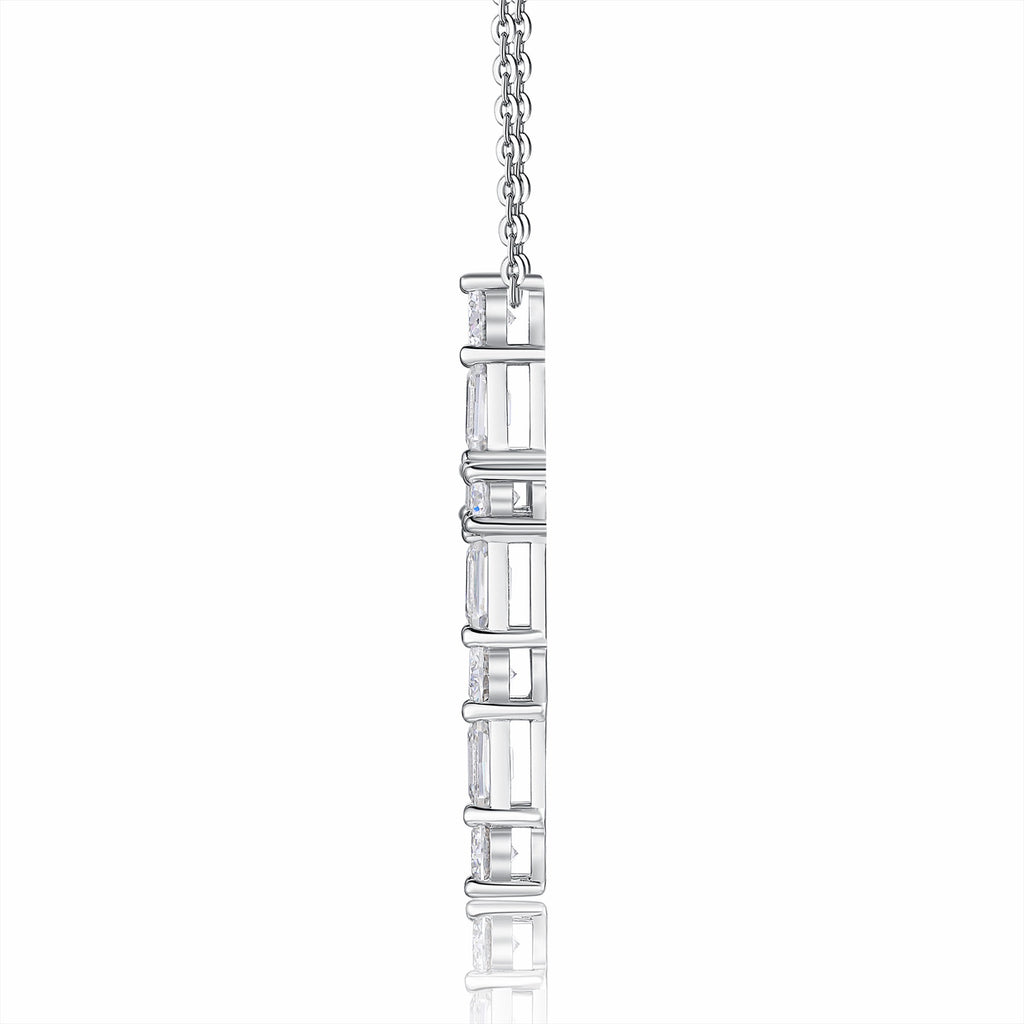 Faithlight Moissanite Cross Necklace in Sterling Silver