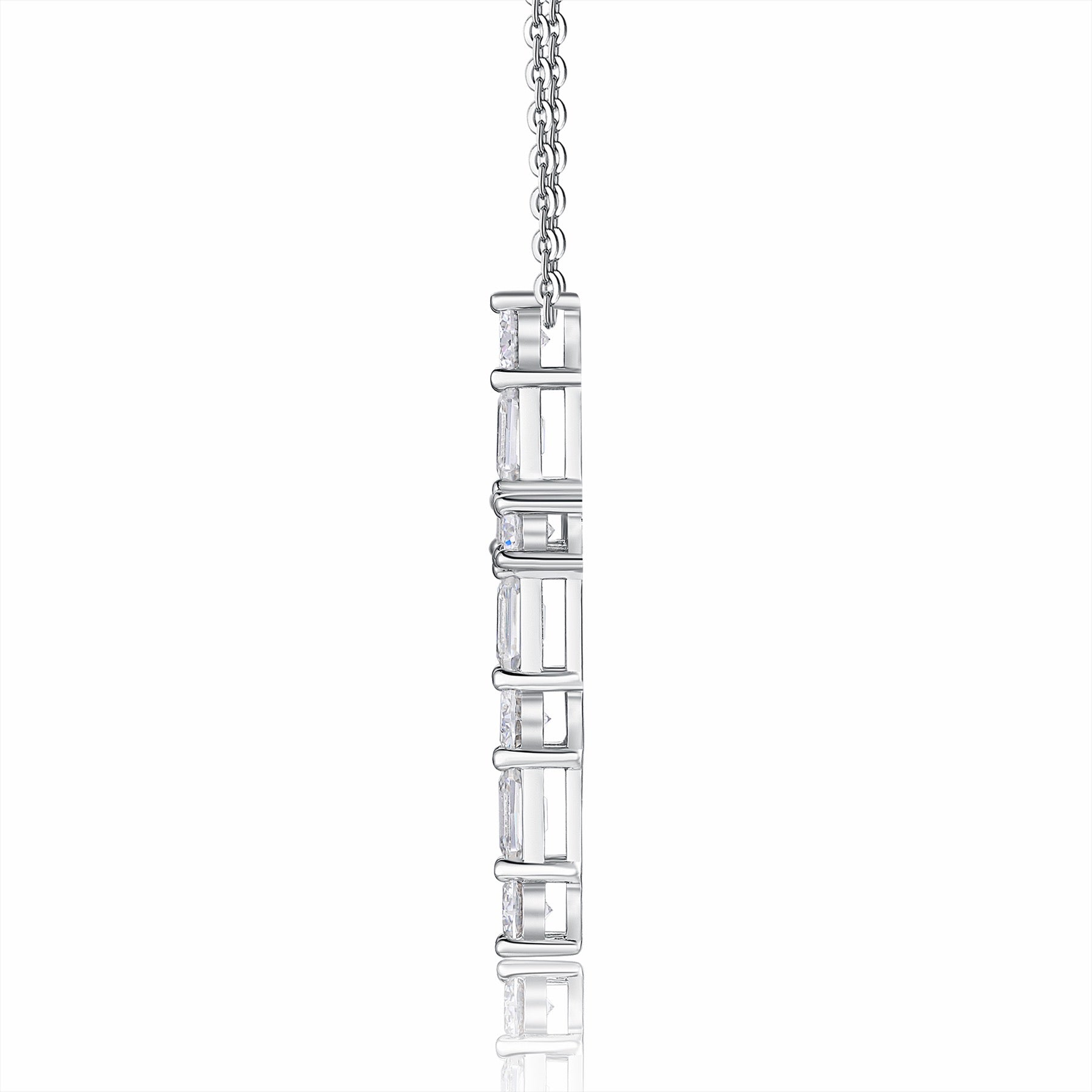 Faithlight Moissanite Cross Necklace in Sterling Silver