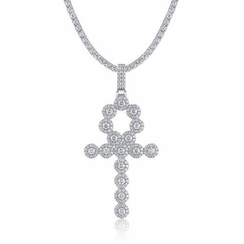 Ankh Moissanite Ankh Pendant Necklace in Sterling Silver