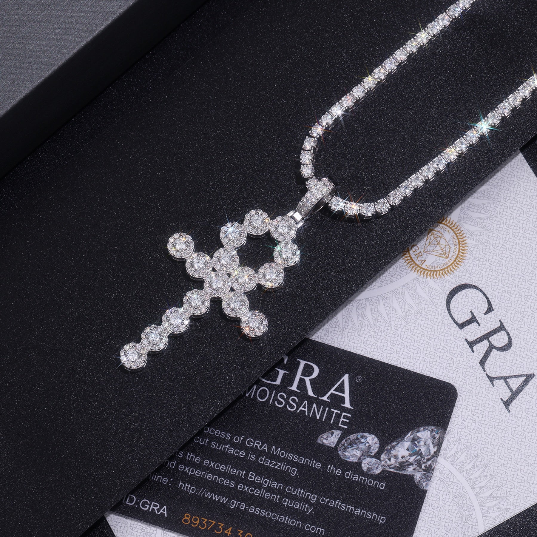 Ankh Moissanite Ankh Pendant Necklace in Sterling Silver