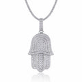 Hamsa Moissanite Hamsa Pendant Necklace in Sterling Silver
