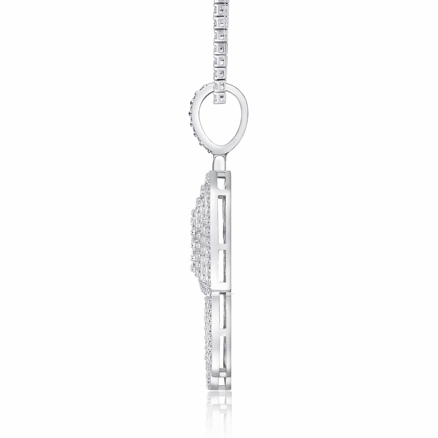 Hamsa Moissanite Hamsa Pendant Necklace in Sterling Silver